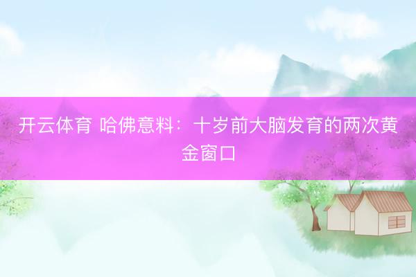 开云体育 哈佛意料：十岁前大脑发育的两次黄金窗口