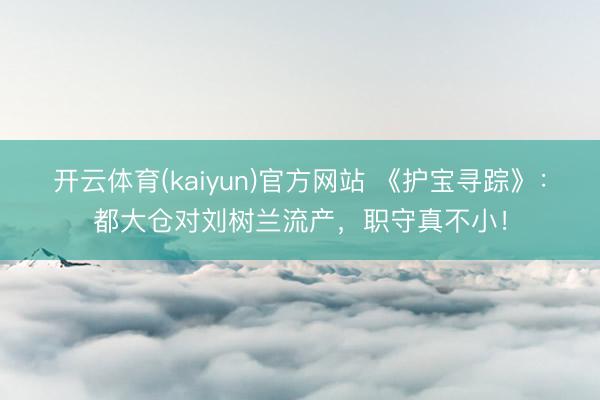 开云体育(kaiyun)官方网站 《护宝寻踪》：都大仓对刘树兰流产，职守真不小！