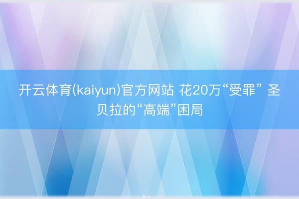 开云体育(kaiyun)官方网站 花20万“受罪” 圣贝拉的“高端”困局