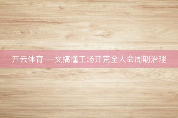 开云体育 一文搞懂工场开荒全人命周期治理