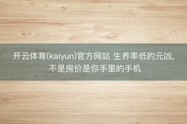开云体育(kaiyun)官方网站 生养率低的元凶， 不是房价是你手里的手机