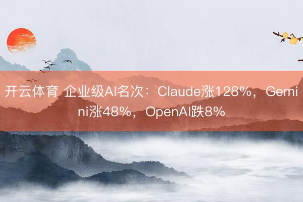 开云体育 企业级AI名次：Claude涨128%，Gemini涨48%，OpenAI跌8%