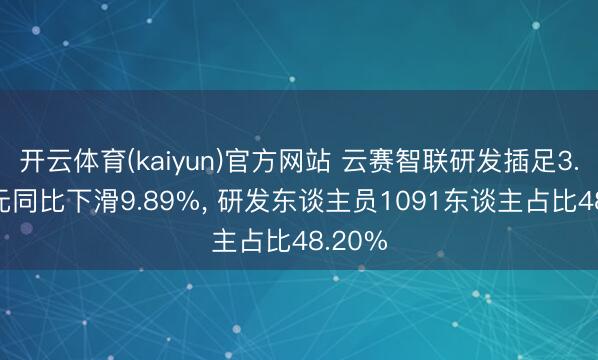 开云体育(kaiyun)官方网站 云赛智联研发插足3.33亿元同比下滑9.89%， 研发东谈主员1091东谈主占比48.20%