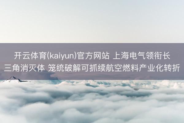 开云体育(kaiyun)官方网站 上海电气领衔长三角消灭体 笼统破解可抓续航空燃料产业化转折