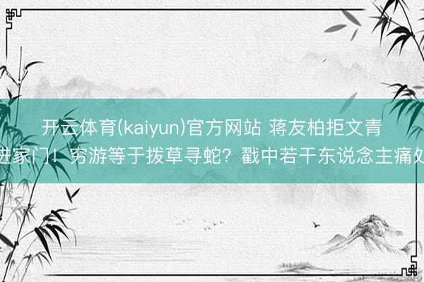 开云体育(kaiyun)官方网站 蒋友柏拒文青进家门！穷游等于拨草寻蛇？戳中若干东说念主痛处