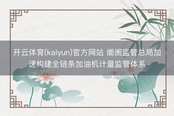 开云体育(kaiyun)官方网站 阛阓监管总局加速构建全链条加油机计量监管体系