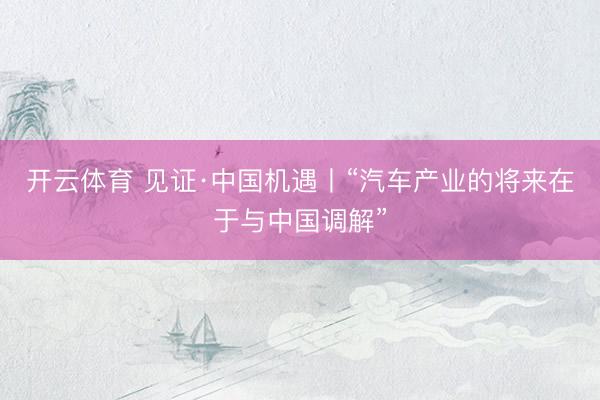 开云体育 见证·中国机遇丨“汽车产业的将来在于与中国调解”