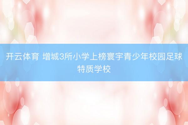 开云体育 增城3所小学上榜寰宇青少年校园足球特质学校
