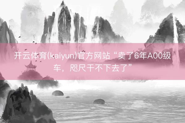 开云体育(kaiyun)官方网站 “卖了6年A00级车,咫尺干不下去了”
