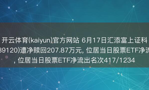 开云体育(kaiyun)官方网站 6月17日汇添富上证科创板转变药ETF(589120)遭净赎回207.87万元， 位居当日股票ETF净流出名次417/1234